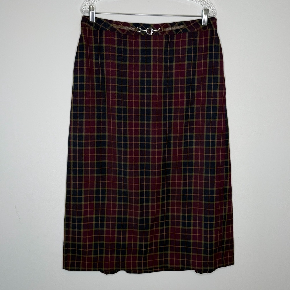 Sag Harbor Vintage Plaid Midi Skirt